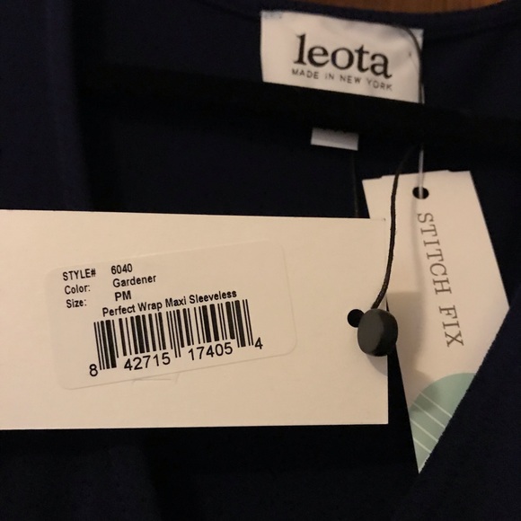 Leota Faux Wrap Knit Maxi Dress Navy Petite M NWT - Picture 3 of 5